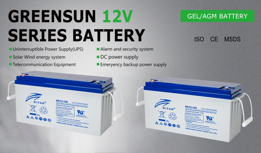 Ritar 12V 150ah Sealed Lead Acid Battery for Solar Storage Home System Gel Opzv Series