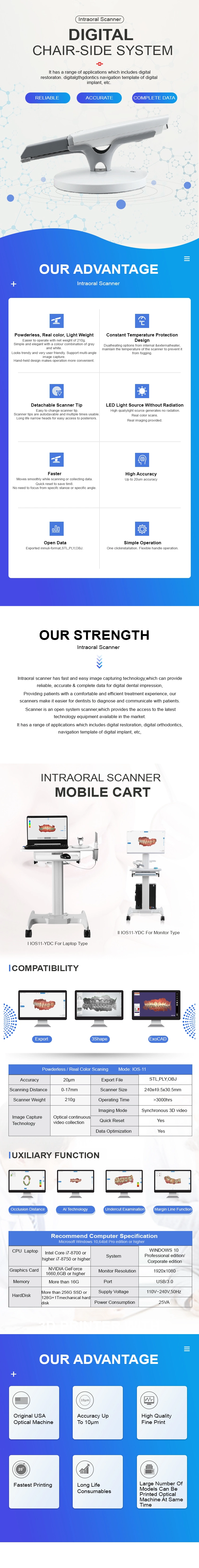 CE Approved Digital 3D Intraoral Scanner Series for Dental Use