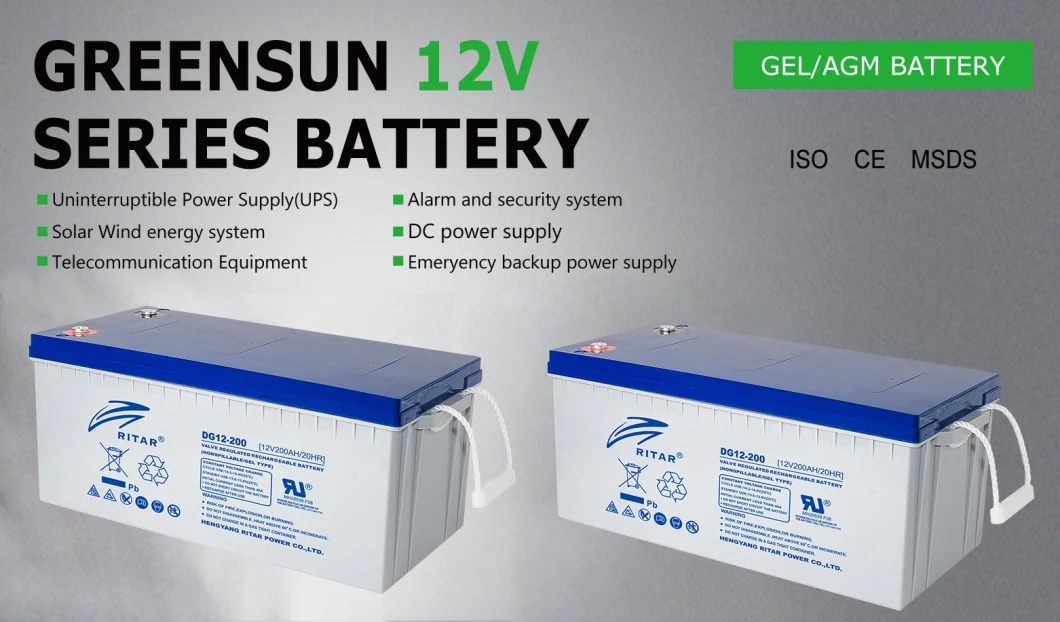 Ritar Lead Acid Battery 12V 200ah UPS Solar Storage Home System Gel Opzv DC Series