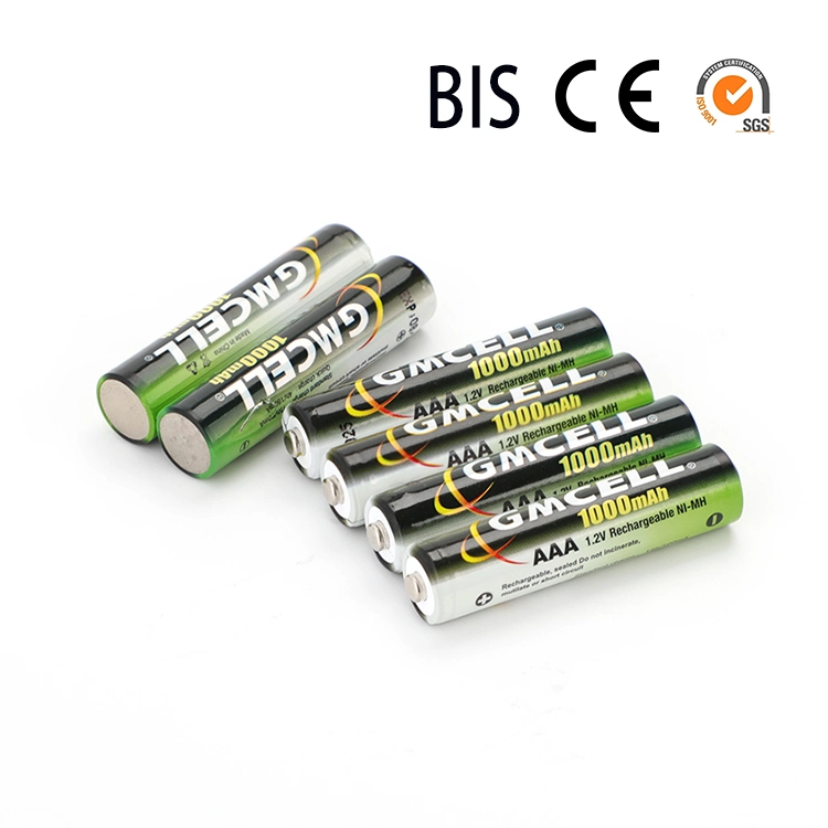High Quality 1.2V Ni-MH Rechargeable 1200 Times Cycle AAA1000 mAh Battery for Solar Light