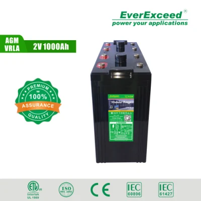 2V 1000ah Deep Cycle Battery Lead Acid Solar Battery Lead Acid 100ah 12V for Telecom/ UPS System/Standby Power Supply/Emergency Lighting